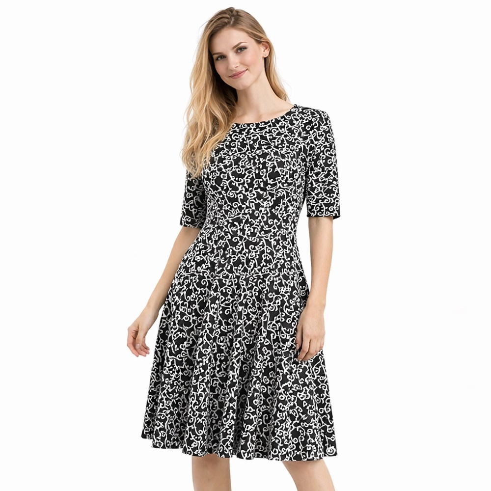 danny and nicole Fit and Flare A-line Dress Size 10 Black and White